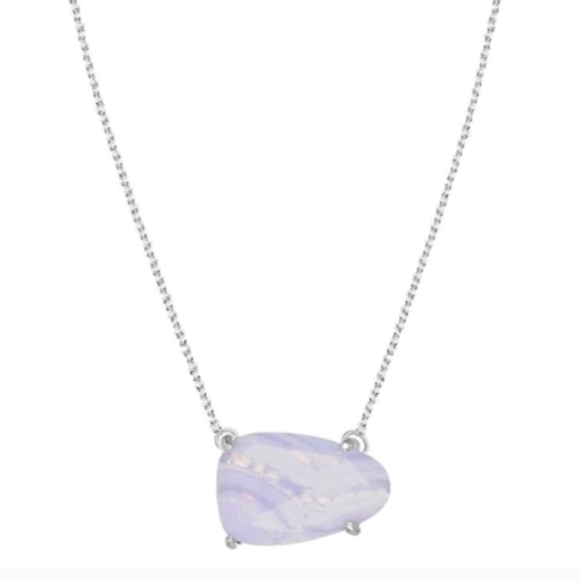 Kendra Scott Isla Necklace Blue Lace Rhodium Silver - Picture 2 of 10